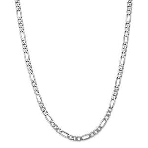 Men's 5.5mm 14k White Gold Flat Figaro Chain Necklace, 24 Inch